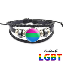 Bracelet - 18 Flags Black Leather Polysexual