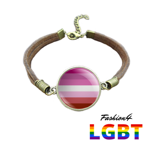 Bracelet Brown Leather - 18 Flags Lesbian