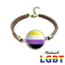 Bracelet Brown Leather - 18 Flags Non-Binary