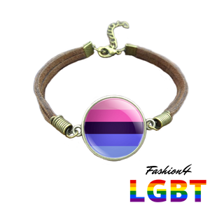 Bracelet Brown Leather - 18 Flags Omnisexual