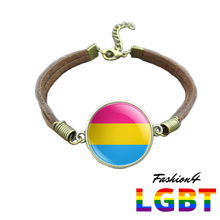 Bracelet Brown Leather - 18 Flags Pansexual