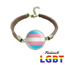 Bracelet Brown Leather - 18 Flags Transgender