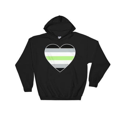 Hooded Sweatshirt - Agender Big Heart Black / S
