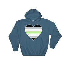 Hooded Sweatshirt - Agender Big Heart Indigo Blue / S