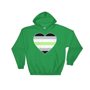 Hooded Sweatshirt - Agender Big Heart Irish Green / S