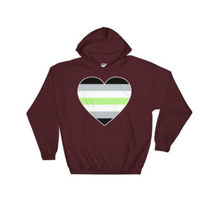 Hooded Sweatshirt - Agender Big Heart Maroon / S