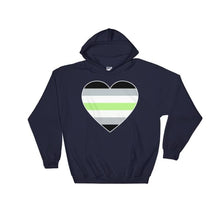 Hooded Sweatshirt - Agender Big Heart Navy / S