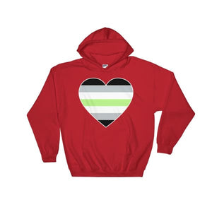 Hooded Sweatshirt - Agender Big Heart Red / S