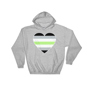 Hooded Sweatshirt - Agender Big Heart Sport Grey / S