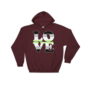 Hooded Sweatshirt - Agender Love Maroon / S