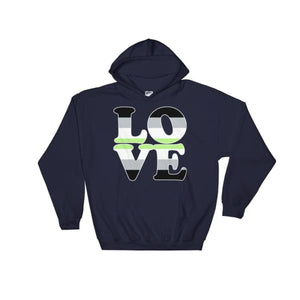 Hooded Sweatshirt - Agender Love Navy / S