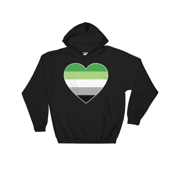 Hooded Sweatshirt - Aromantic Big Heart Black / S