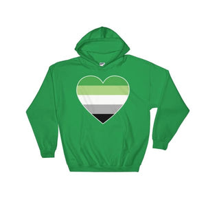 Hooded Sweatshirt - Aromantic Big Heart Irish Green / S