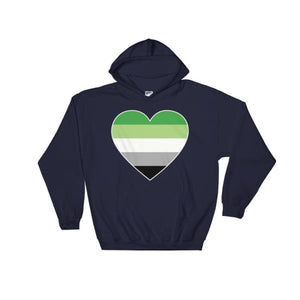 Hooded Sweatshirt - Aromantic Big Heart Navy / S