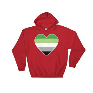 Hooded Sweatshirt - Aromantic Big Heart Red / S