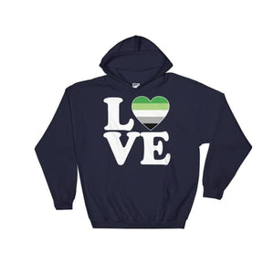 Hooded Sweatshirt - Aromantic Love & Heart Navy / S