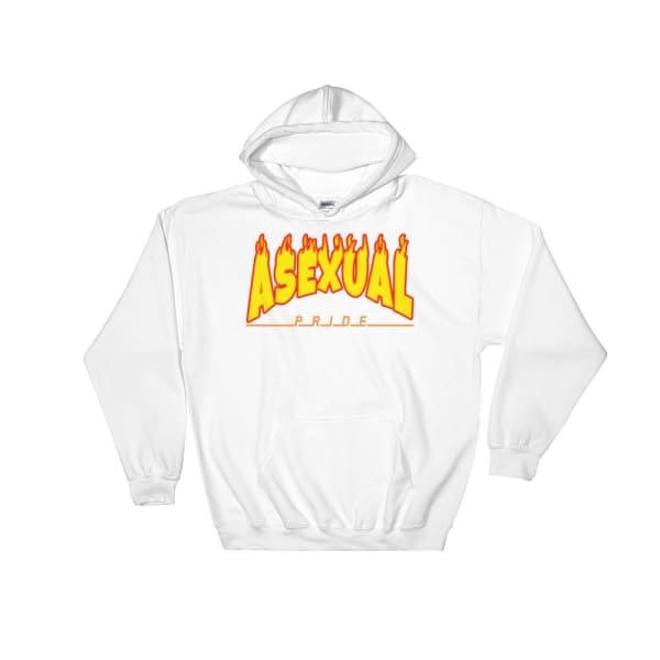 Hooded Sweatshirt - Asexual Flames White / S