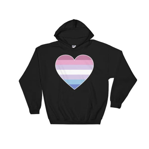 Hooded Sweatshirt - Bigender Big Heart Black / S