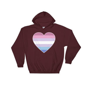 Hooded Sweatshirt - Bigender Big Heart Maroon / S