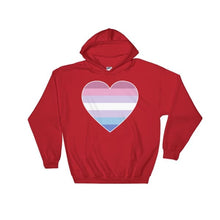 Hooded Sweatshirt - Bigender Big Heart Red / S