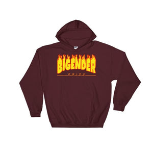 Hooded Sweatshirt - Bigender Flames Maroon / S