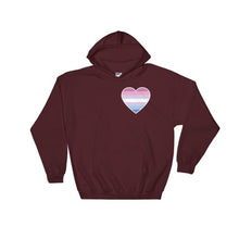 Hooded Sweatshirt - Bigender Heart Maroon / S