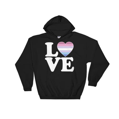 Hooded Sweatshirt - Bigender Love & Heart Black / S