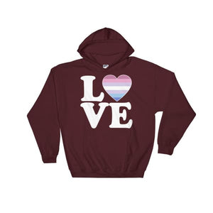 Hooded Sweatshirt - Bigender Love & Heart Maroon / S