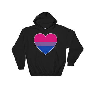 Hooded Sweatshirt - Bisexual Big Heart Black / S
