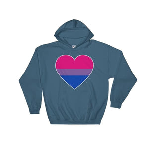 Hooded Sweatshirt - Bisexual Big Heart Indigo Blue / S