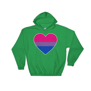 Hooded Sweatshirt - Bisexual Big Heart Irish Green / S