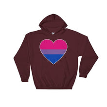 Hooded Sweatshirt - Bisexual Big Heart Maroon / S