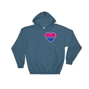 Hooded Sweatshirt - Bisexual Heart Indigo Blue / S
