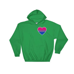 Hooded Sweatshirt - Bisexual Heart Irish Green / S