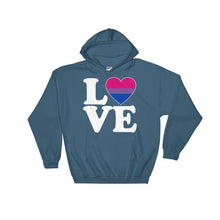 Hooded Sweatshirt - Bisexual Love & Heart Indigo Blue / S