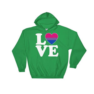 Hooded Sweatshirt - Bisexual Love & Heart Irish Green / S