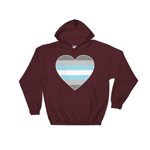 Hooded Sweatshirt - Demiboy Big Heart Maroon / S