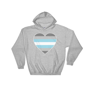 Hooded Sweatshirt - Demiboy Big Heart Sport Grey / S