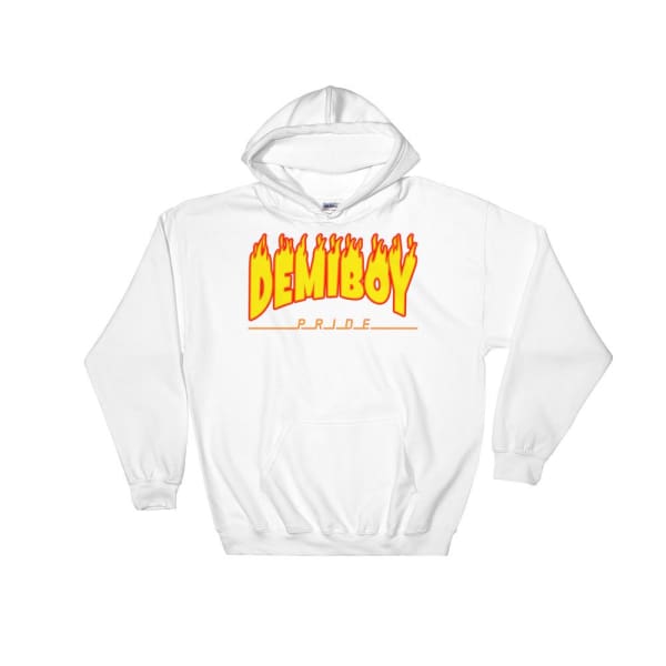 Hooded Sweatshirt - Demiboy Flames White / S