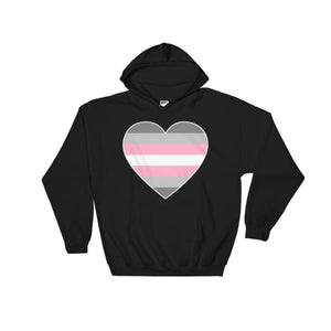 Hooded Sweatshirt - Demigirl Big Heart Black / S