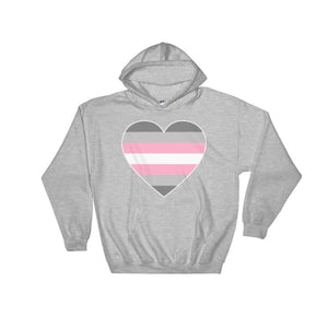 Hooded Sweatshirt - Demigirl Big Heart Sport Grey / S