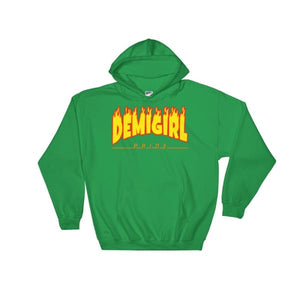 Hooded Sweatshirt - Demigirl Flames Irish Green / S