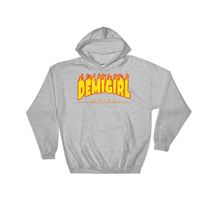 Hooded Sweatshirt - Demigirl Flames Sport Grey / S