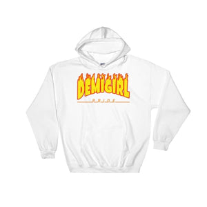 Hooded Sweatshirt - Demigirl Flames White / S