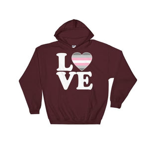 Hooded Sweatshirt - Demigirl Love & Heart Maroon / S