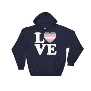 Hooded Sweatshirt - Demigirl Love & Heart Navy / S