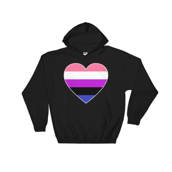 Hooded Sweatshirt - Genderfluid Big Heart Black / S