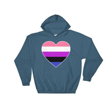 Hooded Sweatshirt - Genderfluid Big Heart Indigo Blue / S