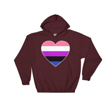 Hooded Sweatshirt - Genderfluid Big Heart Maroon / S