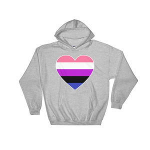Hooded Sweatshirt - Genderfluid Big Heart Sport Grey / S